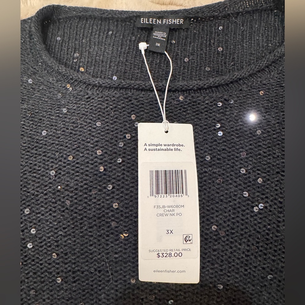 Eileen Fisher Merino Sequin Crew Neck Top size 3X, NWTs - Picture 8 of 14